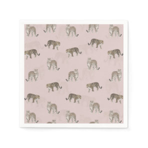 Modern Pink Leopard Jungle Animals Napkins