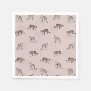 Modern Pink Leopard Jungle Animals Napkins