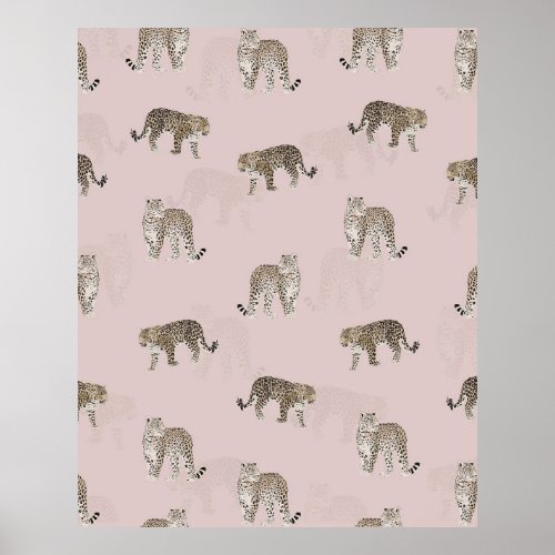 Modern Pink Leopard Jungle Animals Poster