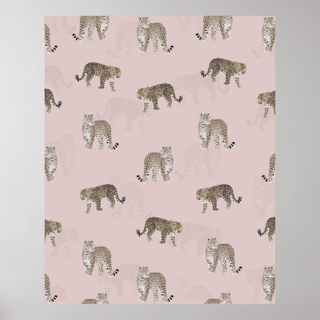 Modern Pink Leopard Jungle Animals Poster (Front)