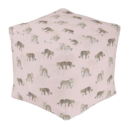 Modern Pink Leopard Jungle Animals Pouf