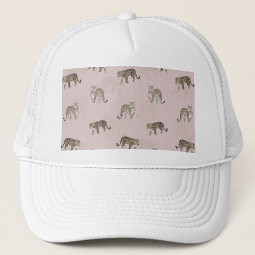 Modern Pink Leopard Jungle Animals Trucker Hat