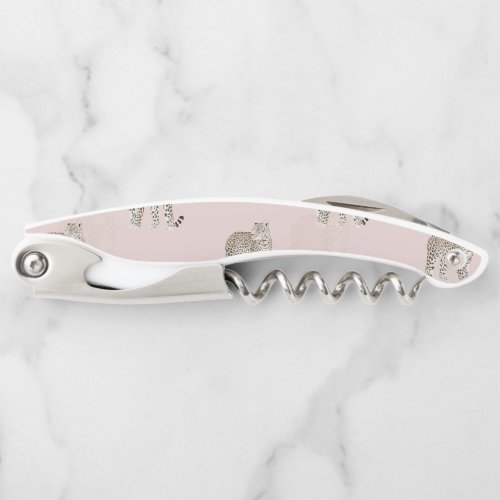 Modern Pink Leopard Jungle Animals Waiters Corkscrew