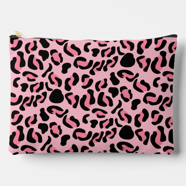 Modern Pink Leopard Pattern Animal Accessory Pouch (Front)