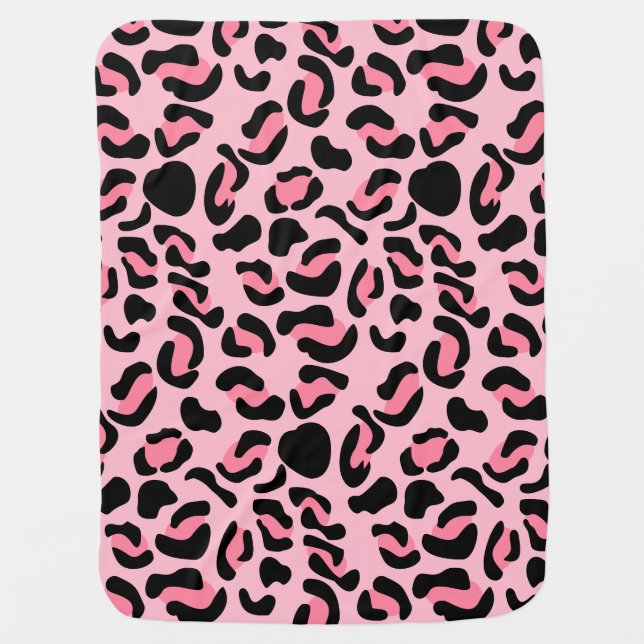 Modern Pink Leopard Pattern Animal Baby Blanket (Front)