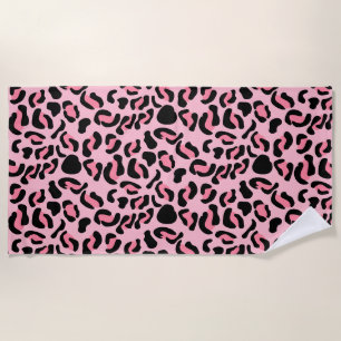 Modern Pink Leopard Pattern Animal Beach Towel