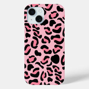 Modern Pink Leopard Pattern Animal iPhone 15 Case