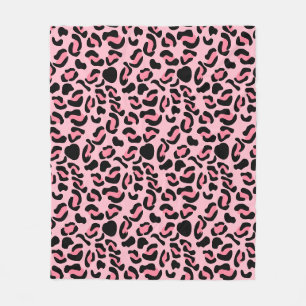 Modern Pink Leopard Pattern Animal Fleece Blanket