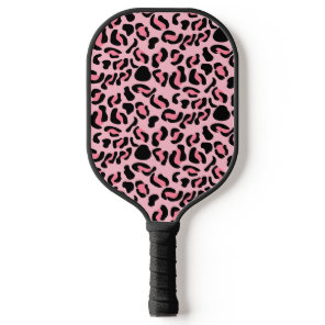 Modern Pink Leopard Pattern Animal Pickleball Paddle