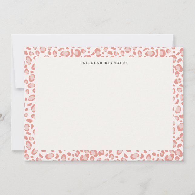Modern Pink Leopard Pattern Animal Print Note Card (Front)