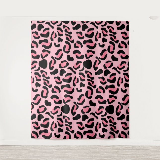 Modern Pink Leopard Pattern Animal Tapestry (Front)