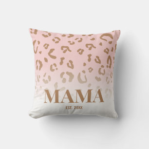 Modern Pink Leopard Pattern Personalized Mama Throw Pillow