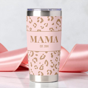 Modern Pink Leopard Personalized Girl Mom Mama Insulated Tumbler