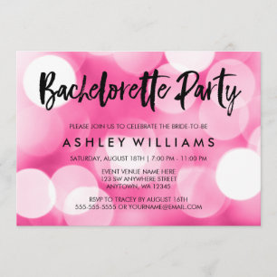 Modern Pink Lights Bachelorette Party Invitations