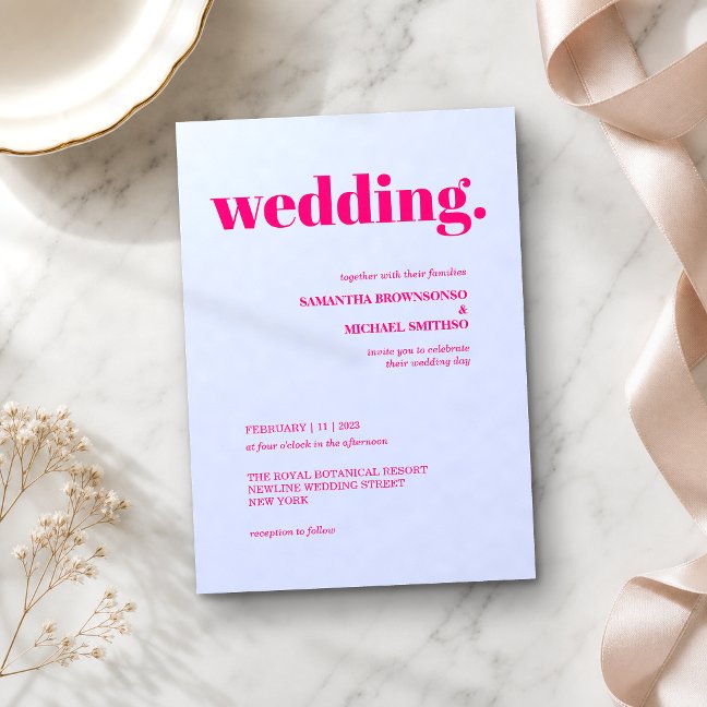 Modern pink Lilac beige Minimal Earth Tone Wedding Invitation