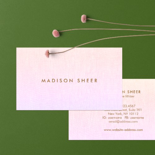 Modern Pink Linen Beauty Stylist Ombre Business Card