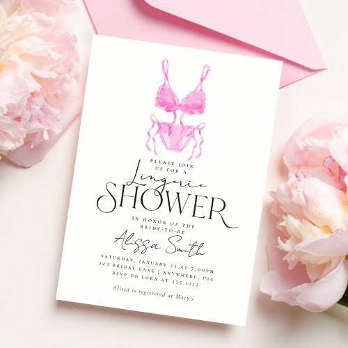 Modern Pink Lingerie Bridal Shower Invitation
