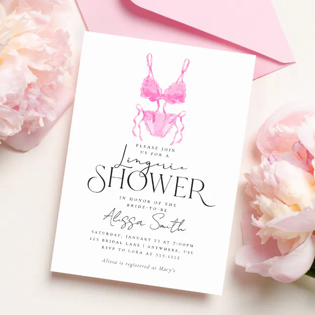 Modern Pink Lingerie Bridal Shower Invitation Zazzle