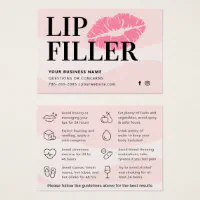 Feminine Pink Lip Filler Aftercare Instructions Business Card, Zazzle in  2023