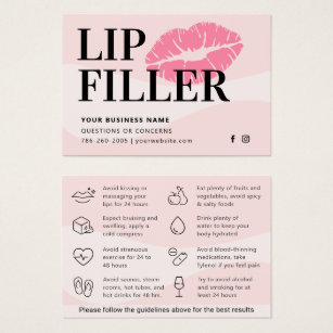Modern Pink Lip Filler Aftercare Instructions Card