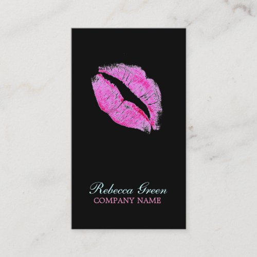 modern pink lips Makeup Artist cosmetologist Business Card