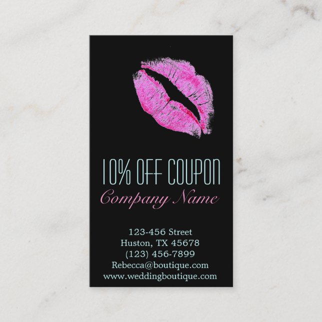modern pink lips Makeup Artist cosmetologist Discount Card (Front)