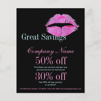Modern Pink Lips Makeup Artist Cosmetologist Flyer by heresmIcard at Zazzle