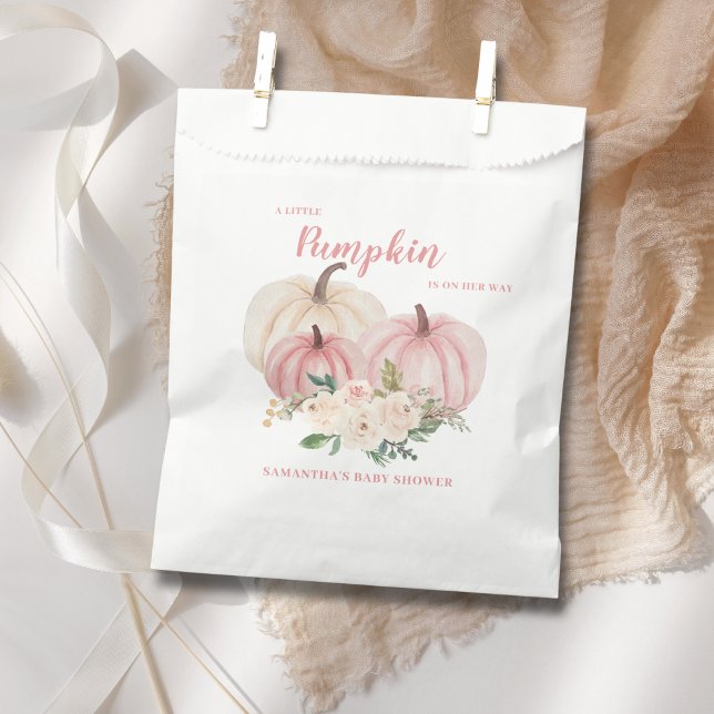 Modern Pink Little Pumpkin Baby Shower  Favor Bag (Creator Uploaded)