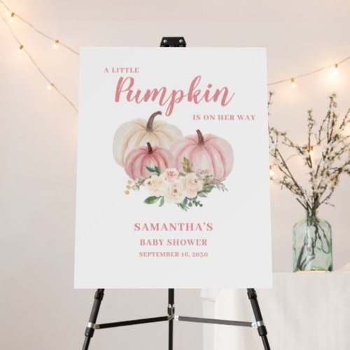 Modern Pink Little Pumpkin Baby Shower  Foam Board