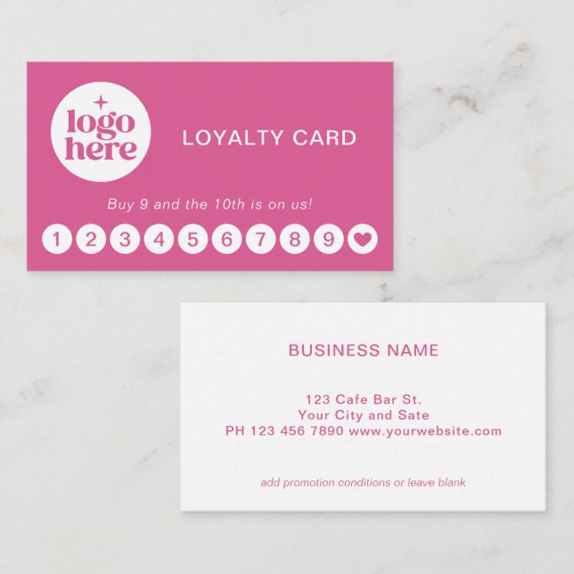 Modern Pink Logo Business Loyalty Card (Front/Back)