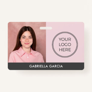 Modern Pink Logo Employee ID Badge