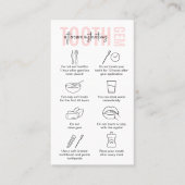 Modern Pink Logo Tooth Gem Aftercare Instructions Business Card (Front)