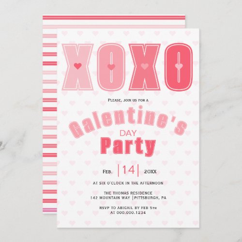 Modern pink LOVE hearts Galentines Day party Invitation