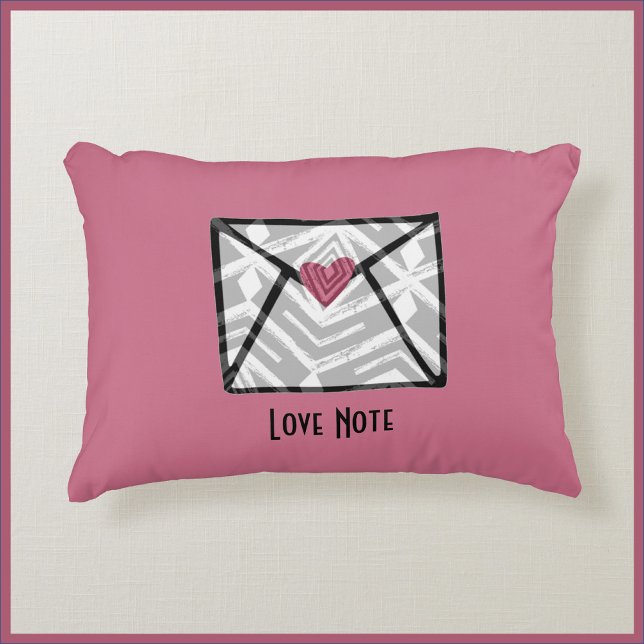 Modern Pink Love Note Heart Accent Pillow (Creator Uploaded)