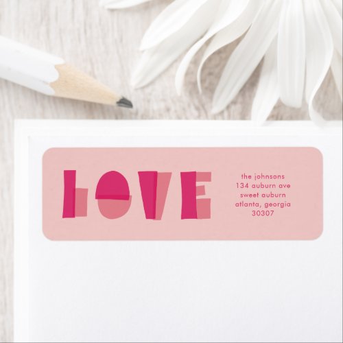 Modern Pink LOVE Typography Valentines Day  Label