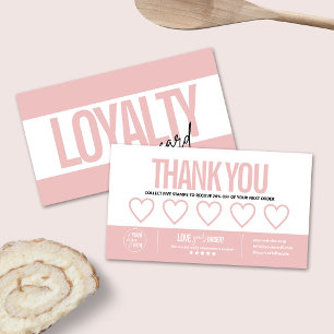 Modern Pink Loyalty Card, Business Punch Card