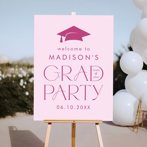 Modern Pink Magenta Graduation Party Welcome Sign