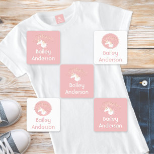 Modern Pink Magical Unicorn Kids Clothing Labels