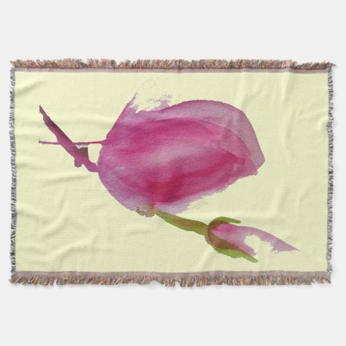 Modern pink Magnolia watercolour flower art Throw Blanket