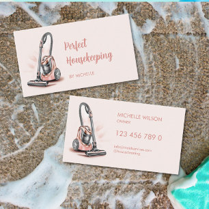 Modern Pink Maid Cleaning Housekeeping Services Business Card