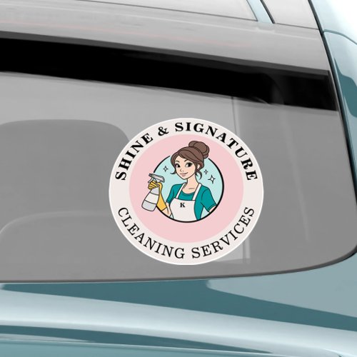 Modern Pink Maid Cleaning Service Car Vinyl Decal