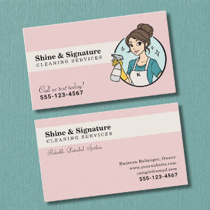 Modern Pink Maid Cleaning Services Business Card