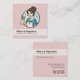 Modern Pink Maid Cleaning Services Business  Square Business Card