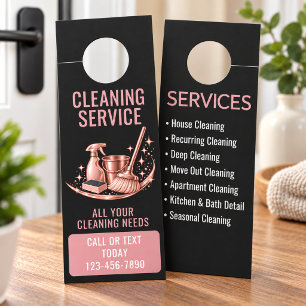 Modern Pink Maid House Cleaning Service Door Hanger
