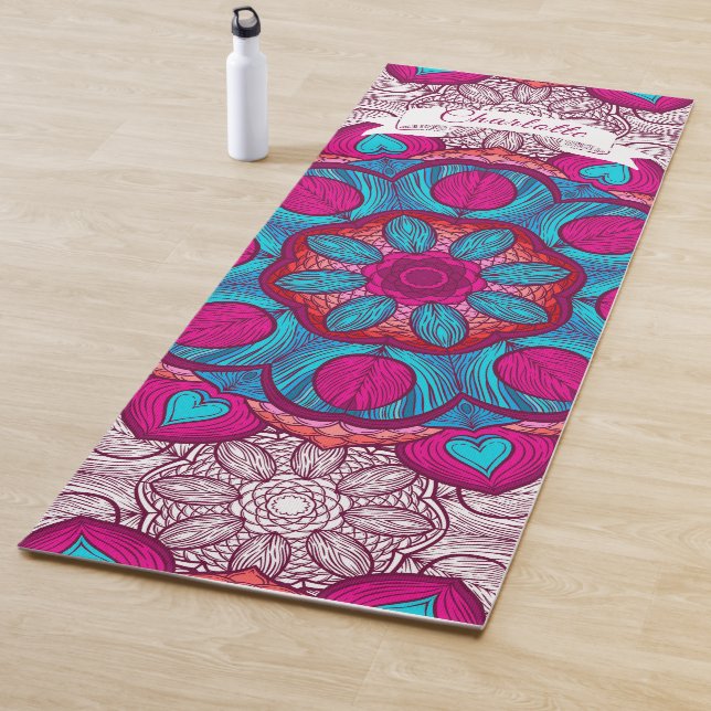 Modern Pink Mandala Personalized Gift  Yoga Mat (In Situ)