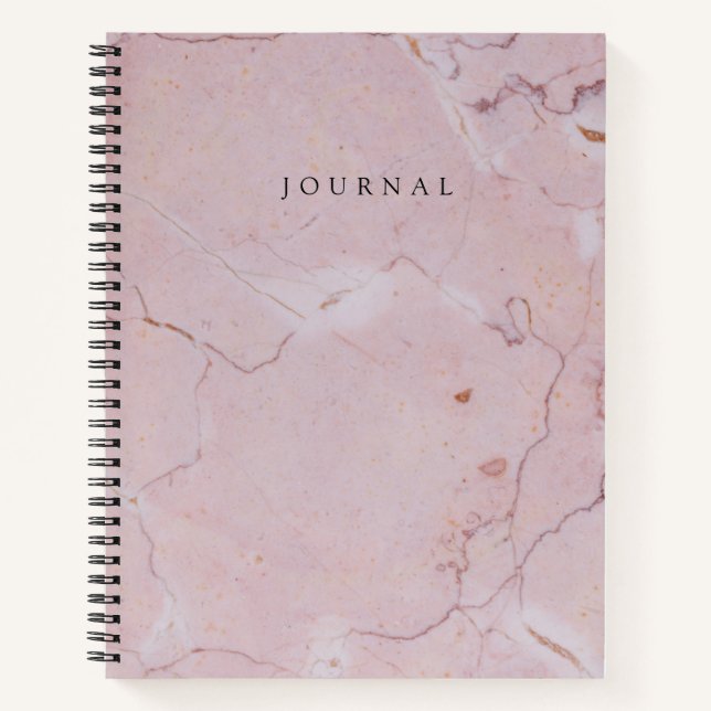 Modern Pink Marble Cover Monogrammed Journal (Front)