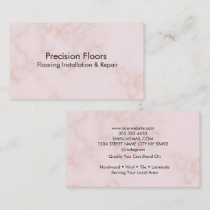 Modern Pink Marble Flooring Installation Business Card