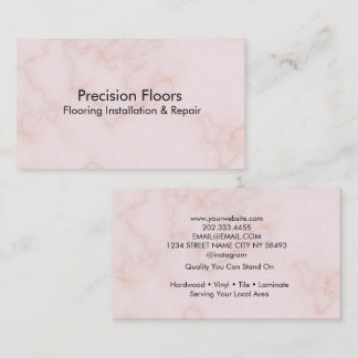 Modern Pink Marble Flooring Installation Business Card
