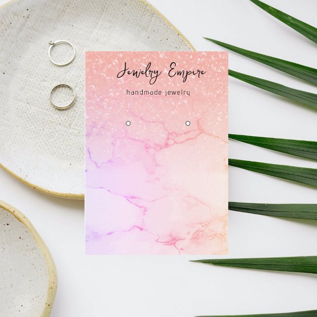 Modern Pink Marble & Glitter Earning Holder Business Card (Creator Uploaded)