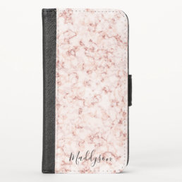 Modern Pink Marble Pattern iPhone XS Wallet Case